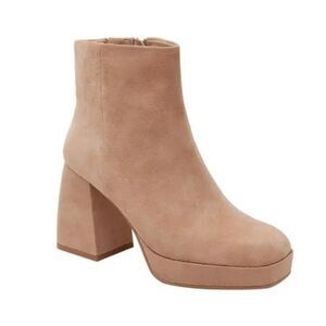 Lisa Vicky Nifty Heeled Bootie Side Zip Tan Camel Brown Suede 6